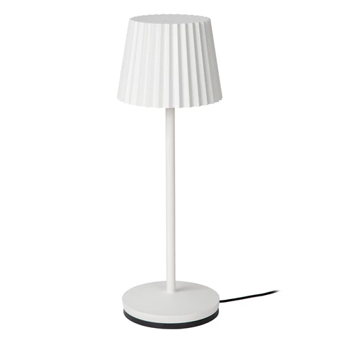 Lucide JUSTINE - Lampe de table Rechargeable Intérieur/Extérieur - Batterie/Piles - LED Dim. - 1x2W 2700K - IP54 - Avec station de charge sans fil - Blanc - détail 1